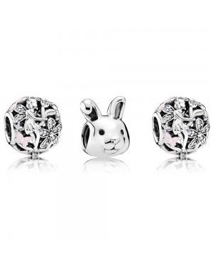 PANDORA Remarkable Rabbit Animal Charm Set JSP0498 With Cubic Zirconia 