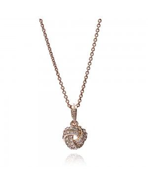 PANDORA Love Knot Necklace JSP0007 With CZ In Rose Gold