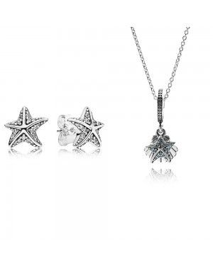 PANDORA Tropical Starfish Summer Jewellery Set JSP0033 With Clear CZ 