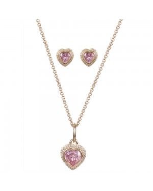 PANDORA Pink Heart Love Jewellery Set JSP0042 In Rose Gold