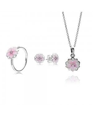 PANDORA Magnolia Bloom Complete Floral Jewellery Set JSP0002 With CZ 