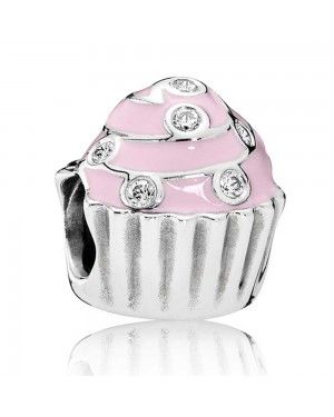 PANDORA Pink Sweet Cupcake Food Charm JSP0738 In Enamel