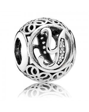 PANDORA Vintage Y Swirl Alphabet Charm JSP0753 In Sterling Silver