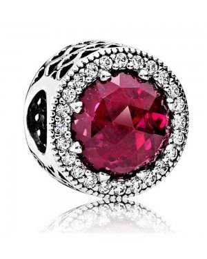 PANDORA Cerise Radiant Hearts Love Charm JSP0863 With Pave CZ 