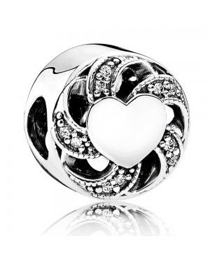 PANDORA Silver Ribbon Heart Love Charm JSP0810 