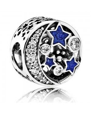 PANDORA Vintage Sky Moon and Stars Charm JSP0789 With Cubic Zirconia 