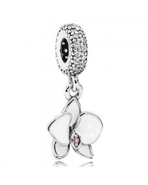 PANDORA White Orchid Dropper Floral Charm JSP0892 