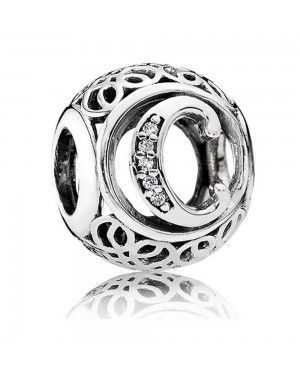 PANDORA Vintage C Swirl Alphabet Charm JSP0774 In Silver