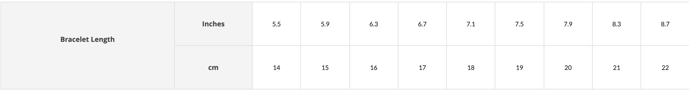 bracelets size guide