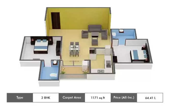 Appaswamy Splendour Thalambur - Floor plan 2 BHK 1171 Sq.ft