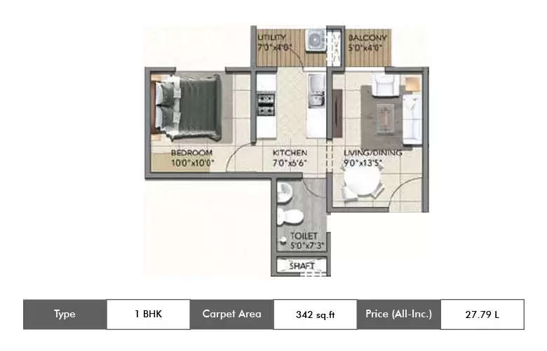 Floor plan for 1 BHK