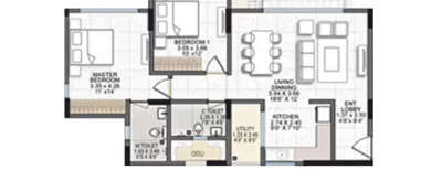 K Raheja Nova, 2 BHK-848 Sq.ft