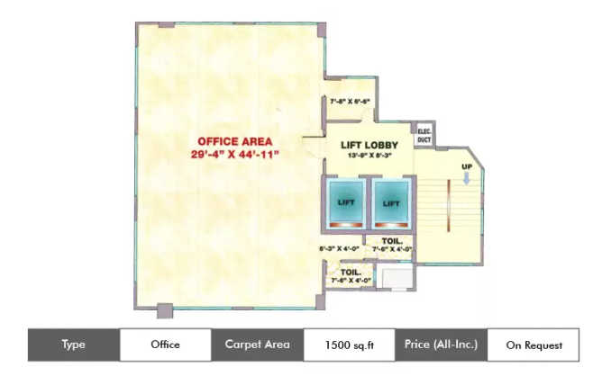 K Raheja Prime Andheri - Floor plan Commercial Office 1500 Sq.ft