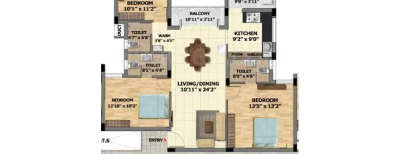 S and P Adornia, 3 BHK-929 Sq.ft
