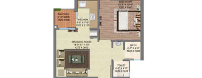 Supertech Up Country Apartments, 1 BHK-625 Sq.ft