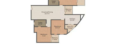 Supertech Albaria, 3 BHK-1590 Sq.ft