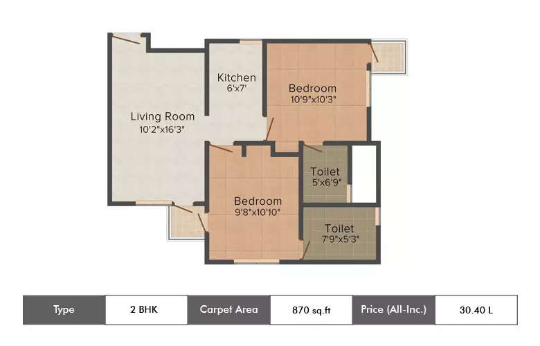 Floor plan for 2 BHK