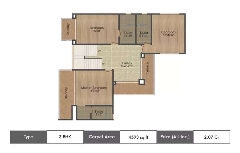 Floor plan for 3 BHK
