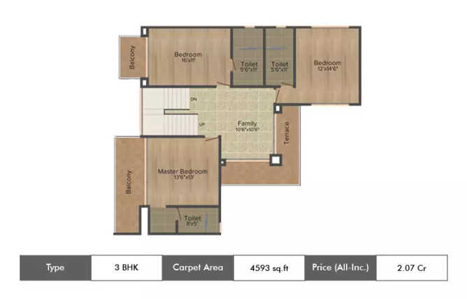 Kolte Patil Maple Leaves Undri - Floor plan 3 BHK 4593 Sq.ft