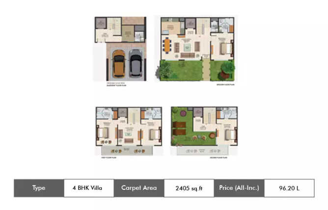 Supertech Sports City Villas Knowledge Park V Greater Noida W - Floor plan 4 BHK 2405 Sq.ft
