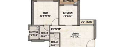 Parth Lakefront, 1 BHK-370 Sq.ft