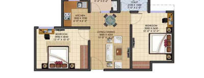 Jaypee Greens Naturvue Apartments, 2 BHK-750 Sq.ft