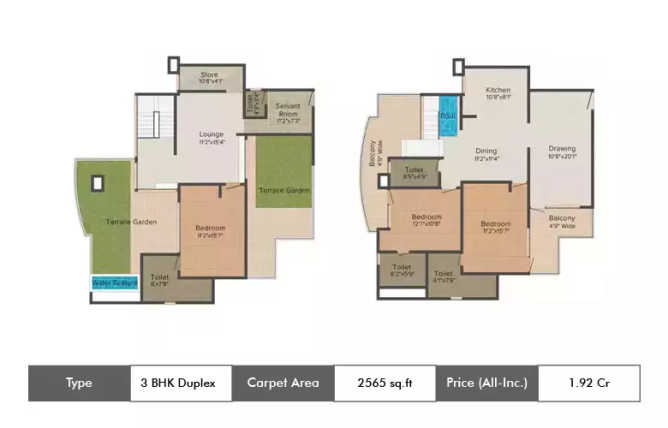 Supertech Emerald Court Sector 93A - Floor plan 3 BHK 2565 Sq.ft