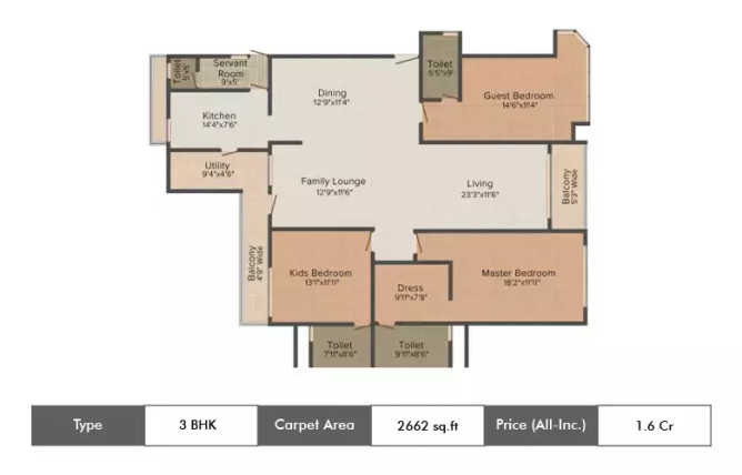 Amrapali Titanium Sector 119 - Floor plan 3 BHK 2662 Sq.ft