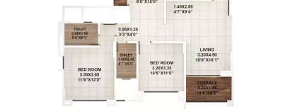 Kumar Piccadilly, 2 BHK-633 Sq.ft