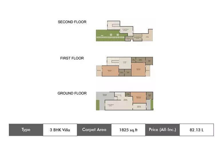 Floor plan for 3 BHK