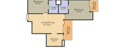 Amrapali Jaura Heights, 2 BHK-975 Sq.ft