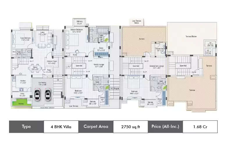 Floor plan for 4 BHK
