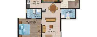 Shriram Liberty Square, 2 BHK-542 Sq.ft