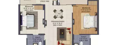 Ajnara Klock Tower, 2 BHK-1075 Sq.ft