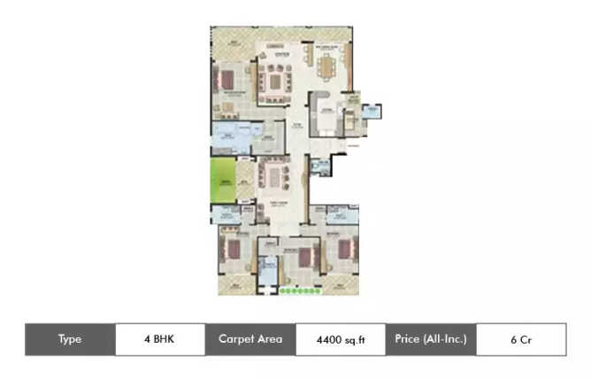 Jaypee Augusta Town Home Sector 128 - Floor plan 4 BHK 4400 Sq.ft