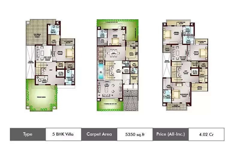 Floor plan for 5 BHK
