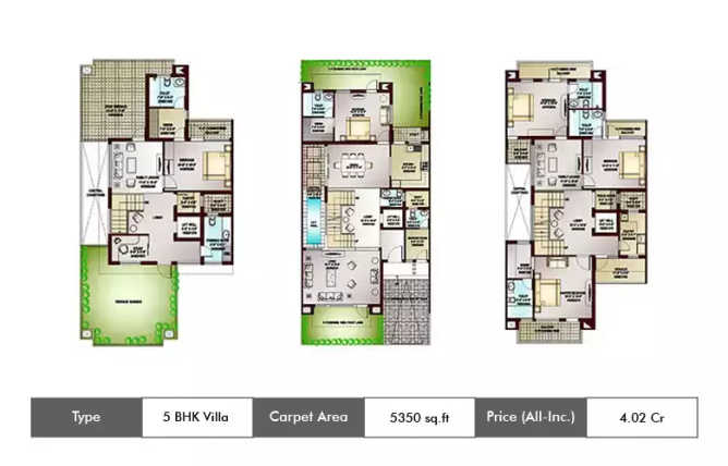 Jaypee Kingswood Oriental Sector 128 - Floor plan 5 BHK 5350 Sq.ft