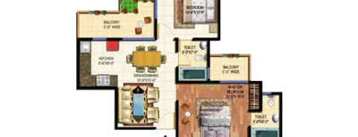 Amrapali Terrace Homes, 2 BHK-885 Sq.ft