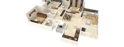 Duville Riverdale Residences, 3 BHK-1065 Sq.ft
