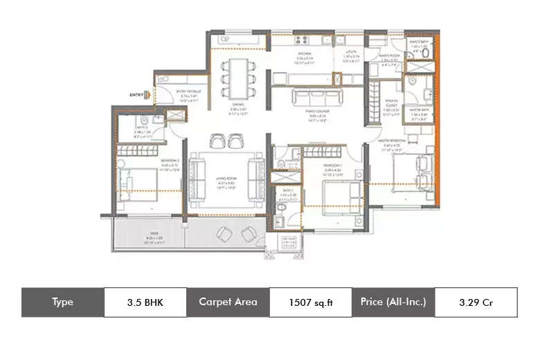 Floor plan for 3.5 BHK