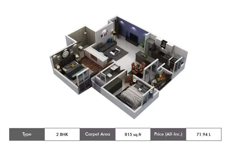 Floor plan for 2 BHK