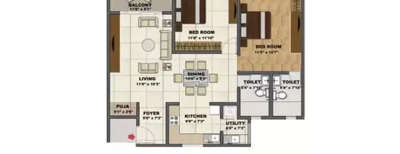 Shriram Chirping Woods, 2 BHK-891 Sq.ft