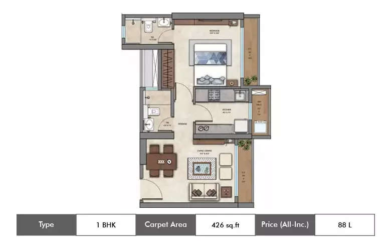1 BHK Apartment 426 Sq.ft