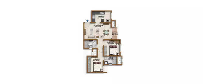 Prestige Finsbury Park Regent Gummanahalli - Floor plan 2 BHK 955 Sq.ft