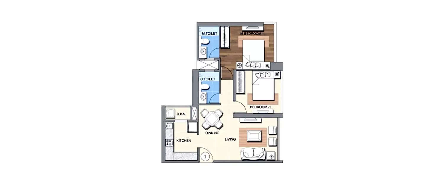 Floor plan for 2 BHK