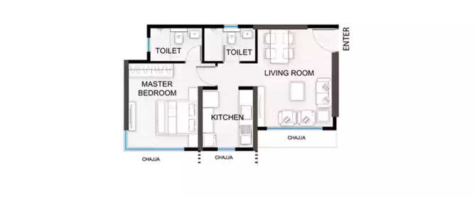 Sheth Avante Kanjurmarg - Floor plan 1 BHK 446 Sq.ft