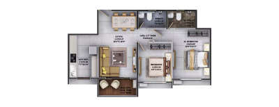 Dosti Greenscape, 2 BHK-682 Sq.ft