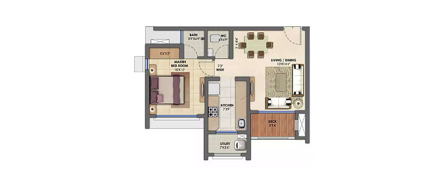 Floor plan for 1 BHK