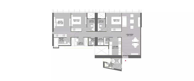 Lodha Marquise Worli - Floor plan 3 BHK 1348 Sq.ft