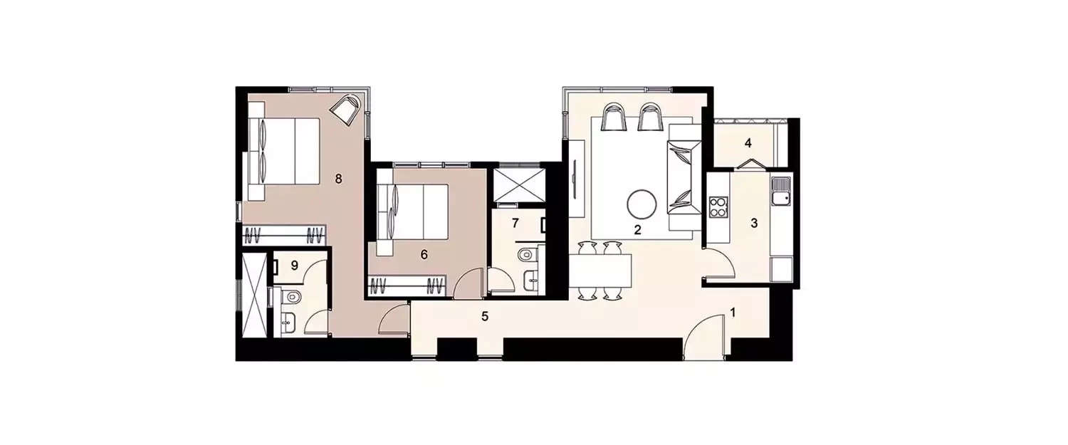 Floor plan for 2 BHK